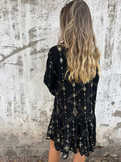 Luna® | Boho Metallic Shirt Dress