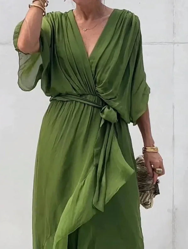 Kyla® | Draped Tie-Front Midi Dress