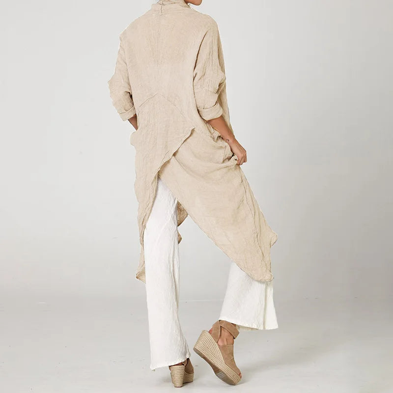 Odette | Cotton Linen Slit Shirt