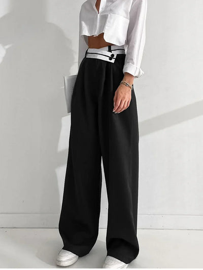 Luna | Asymmetrical Waist Wide Leg Pants