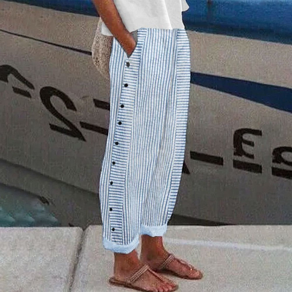 Mary® | Striped Cotton Trousers