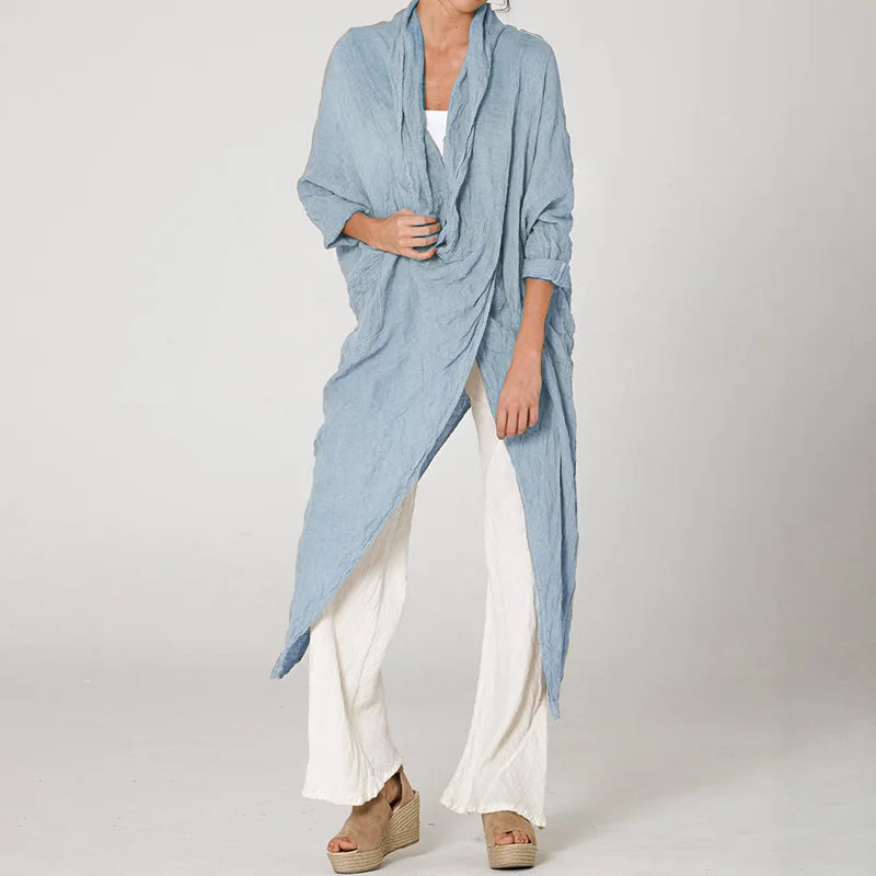 Odette | Cotton Linen Slit Shirt