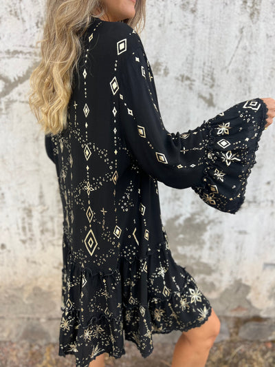 Luna® | Boho Metallic Shirt Dress