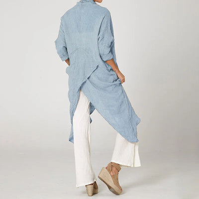 Odette | Cotton Linen Slit Shirt