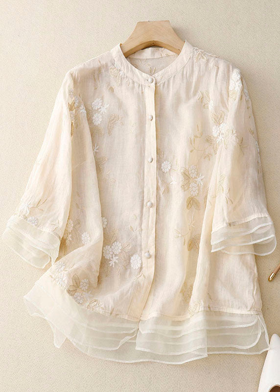 Eloise® | Premium Embroidered Cotton-Linen Blouse