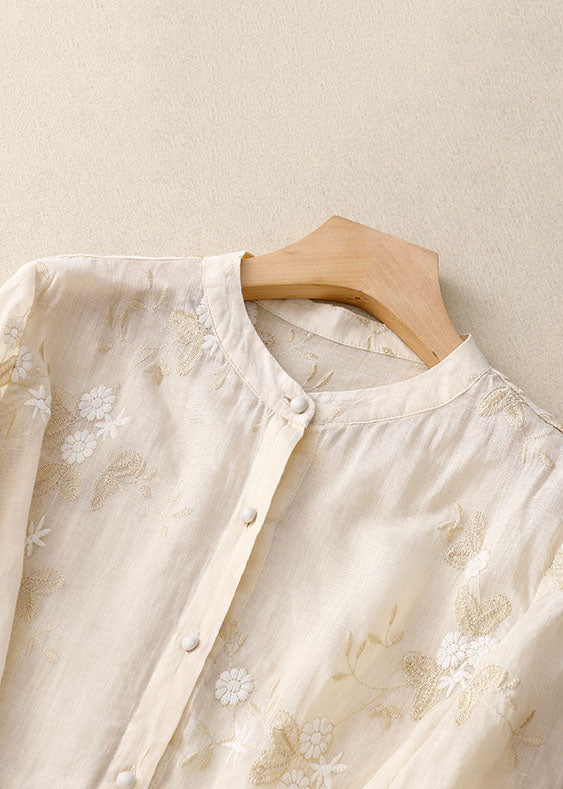 Eloise® | Premium Embroidered Cotton-Linen Blouse