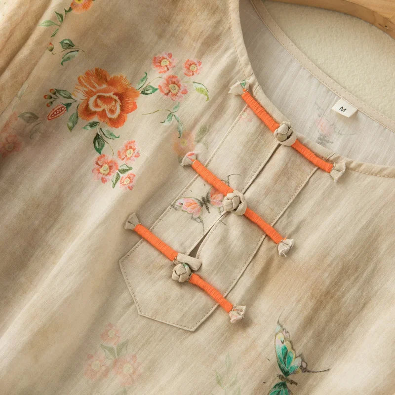 Amelia® | Premium Embroidered Cotton-Linen Blouse