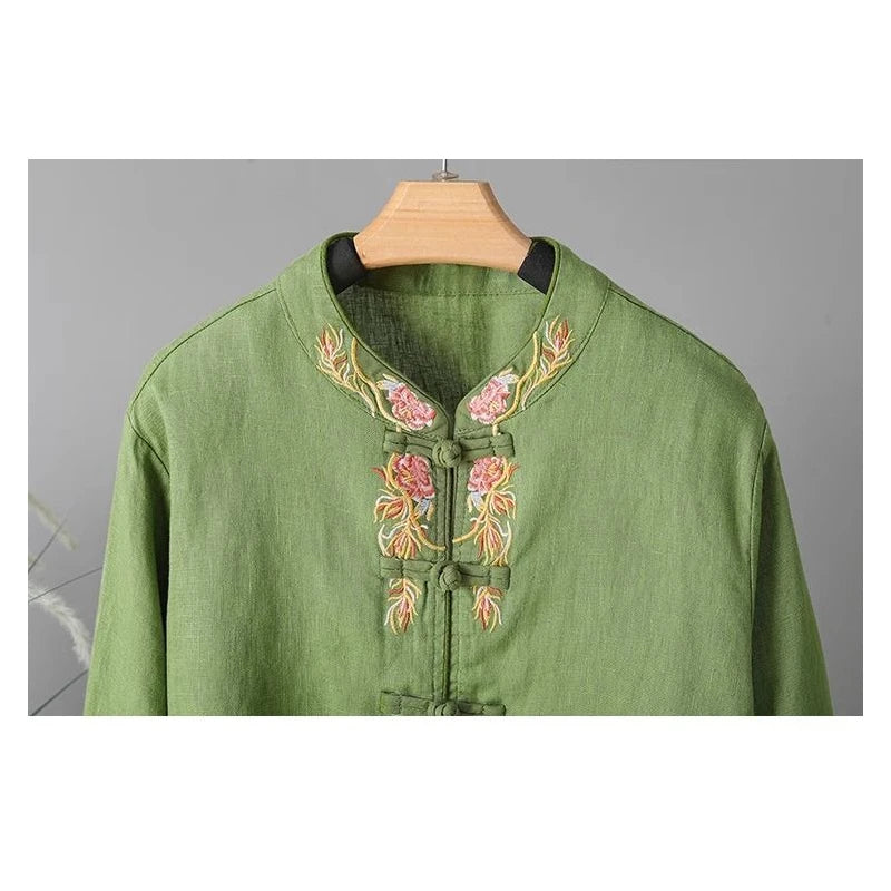 Ruby® | Chinese Ethnic Style Vintage Embroidery Linen Blouses