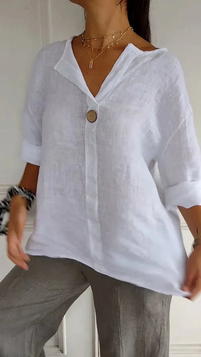 Mia® | Loose Summer Top with V-neck and Buttons