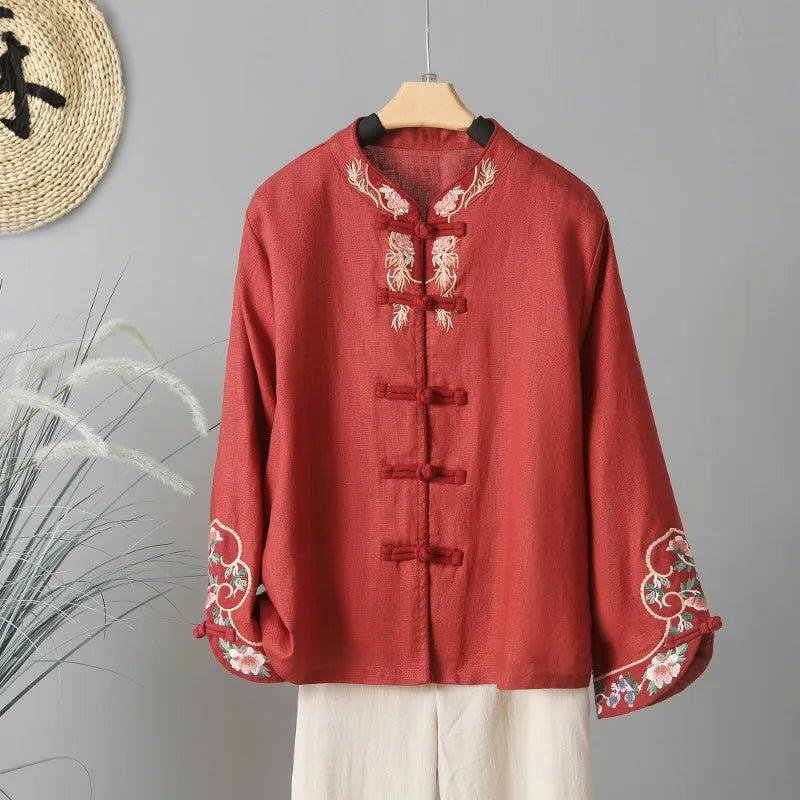 Ruby® | Chinese Ethnic Style Vintage Embroidery Linen Blouses