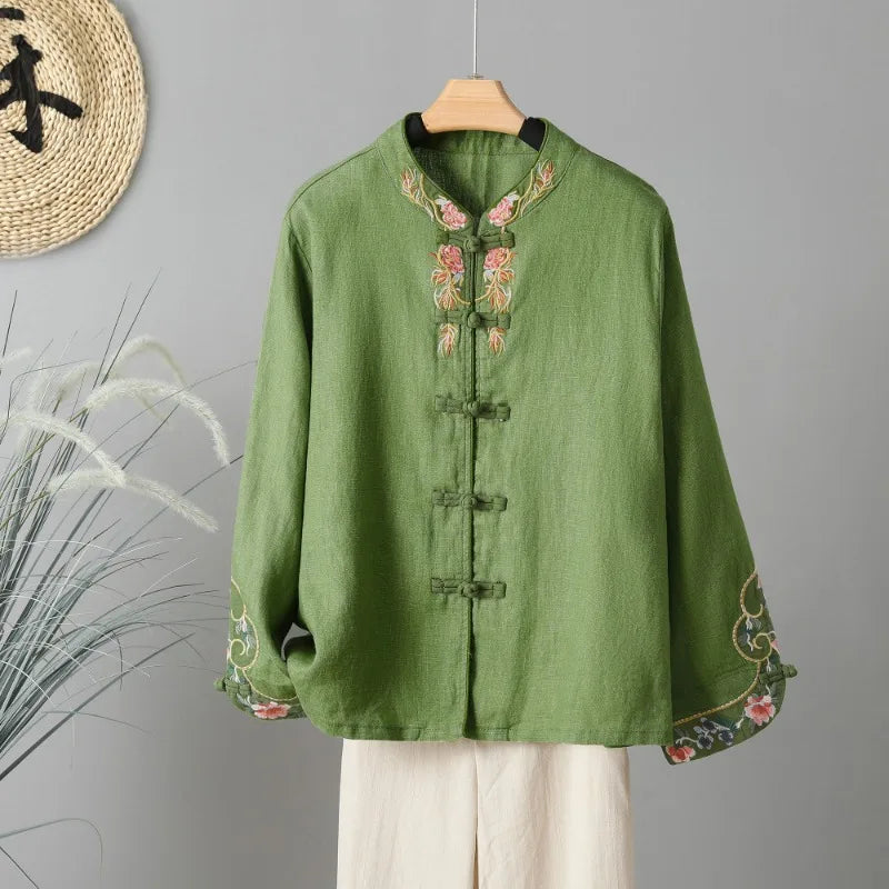 Ruby® | Chinese Ethnic Style Vintage Embroidery Linen Blouses