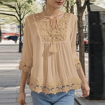 Mia® | Premium Embroidered Cotton-Linen Blouse