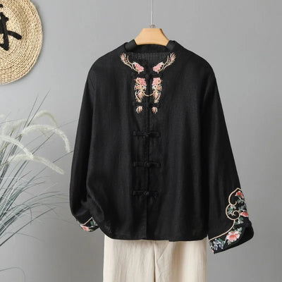 Ruby® | Chinese Ethnic Style Vintage Embroidery Linen Blouses