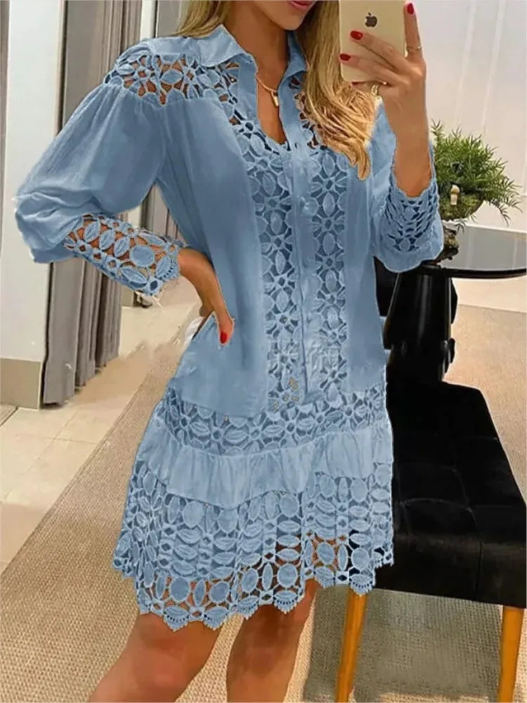 Misty® | Cutwork Button-Front Shirt Dress