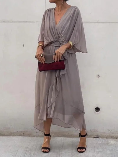 Kyla® | Draped Tie-Front Midi Dress