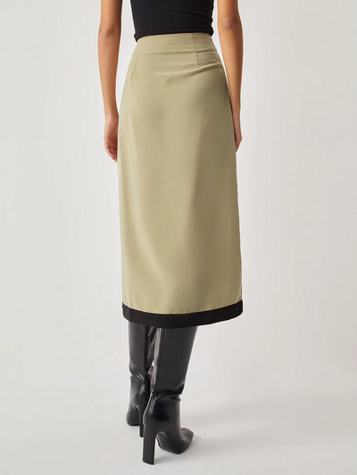 Celeste | Contrast Trim Asymmetrical Midi Skirt