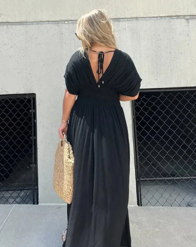 Mabel® | Elasticated V-Neck Maxi Dress