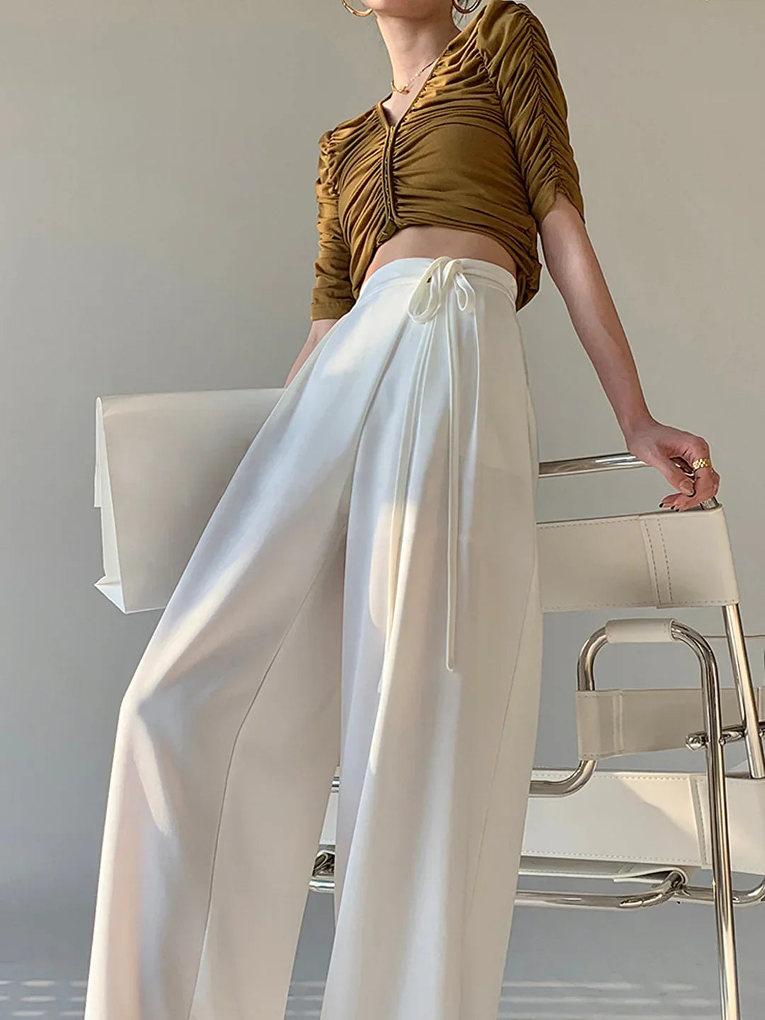 Allegra  | Tie Waist Flowy Wide Leg Pants