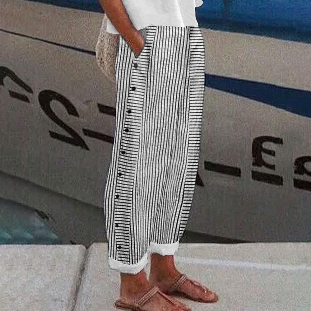 Mary® | Striped Cotton Trousers