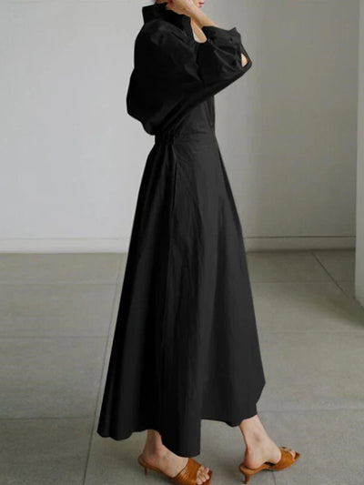 Astrid | Pocket Button Lapel Maxi Shirt Dress