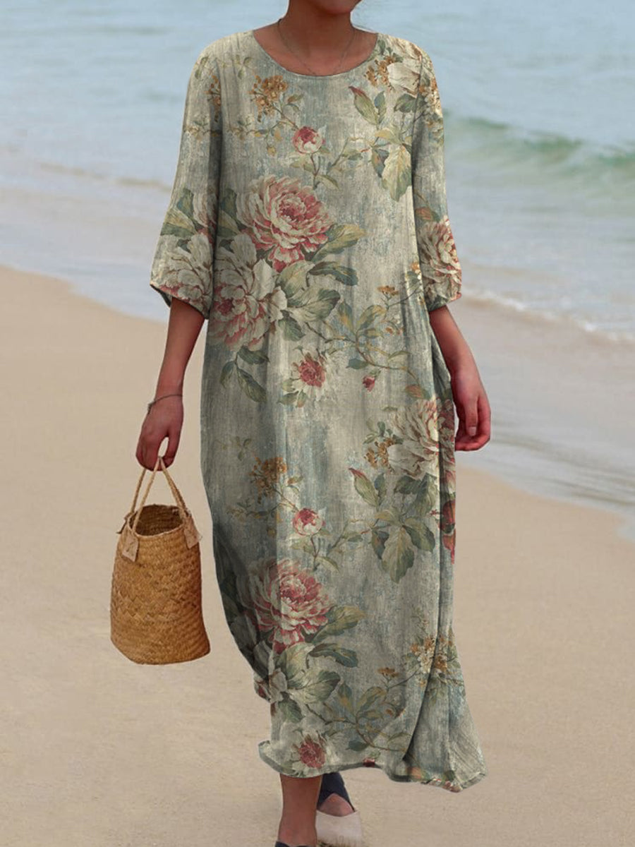 Amelia® | Eco-Friendly retro Linen Long Dress